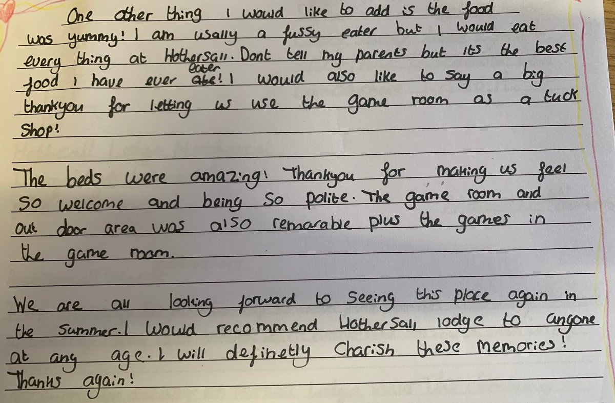 LancsOutdoorEd's tweet photo. We love hearing feedback about our work, especially directly from the young people we work with. We read all the letters we are sent and appreciate every one.
#HothersallLodge
#BorwickHall
#TowerWood
#LearnOutsideExplore https://t.co/0lpBDRIzGk