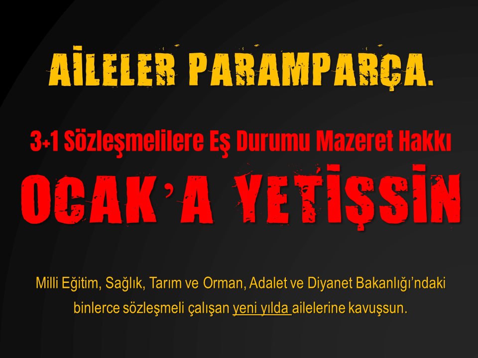 mebetkinlik's tweet photo. MEB,Sağlık,Tarım,Adalet Bakanlığı ve BİNLERCE sözleşmeli yeni yılda ailelerine kavuşsun.

AİLELER PARAMPARÇA

#AralıktaKadroOcaktaEş https://t.co/bNj2unIHya