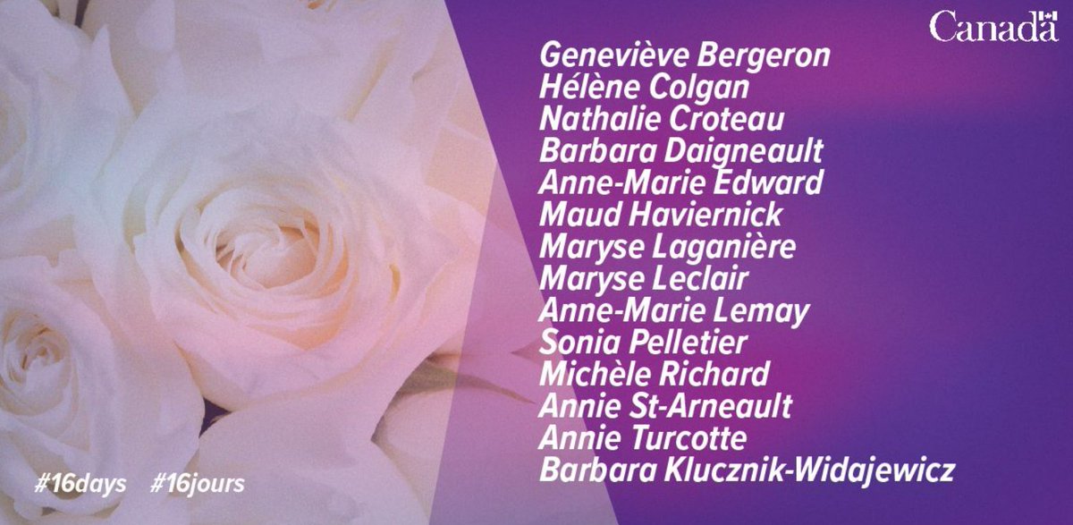 TownCollingwood's tweet photo. Today's National Day of Remembrance &amp; Action on Violence Against Women honours those who have experienced gender-based violence &amp; those whose lives have been lost.  On this day in 1989, 14 women at Ecole Polytechnique were killed, fueled by gender-based hatred #EndGBV @WAGE_FEGC https://t.co/uvRBeDun4S
