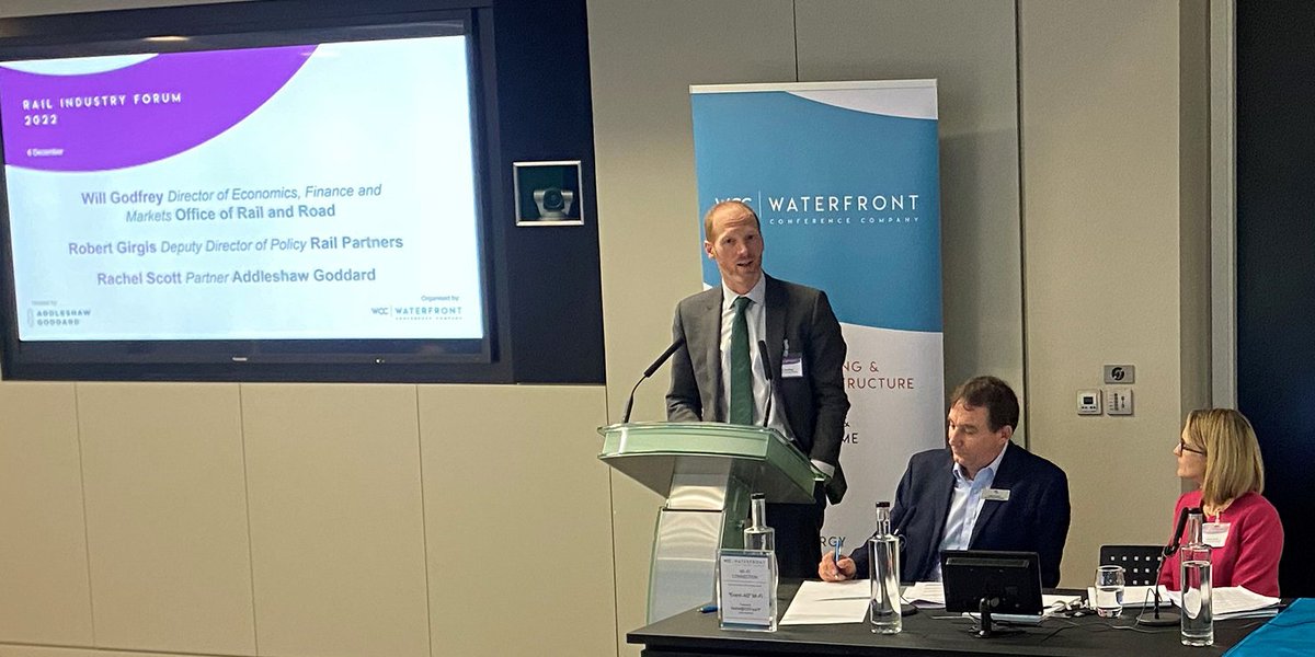 railandroad's tweet photo. Our director of economics, finance and markets Will Godfrey discussed #rail reform at a Rail Industry Forum panel today.  

Will spoke about areas including the periodic review, PR23. You can read more about PR23 on our website.  

➡️https://t.co/OUgvIZTfO6

#RF22 https://t.co/8TtRQtuqL9