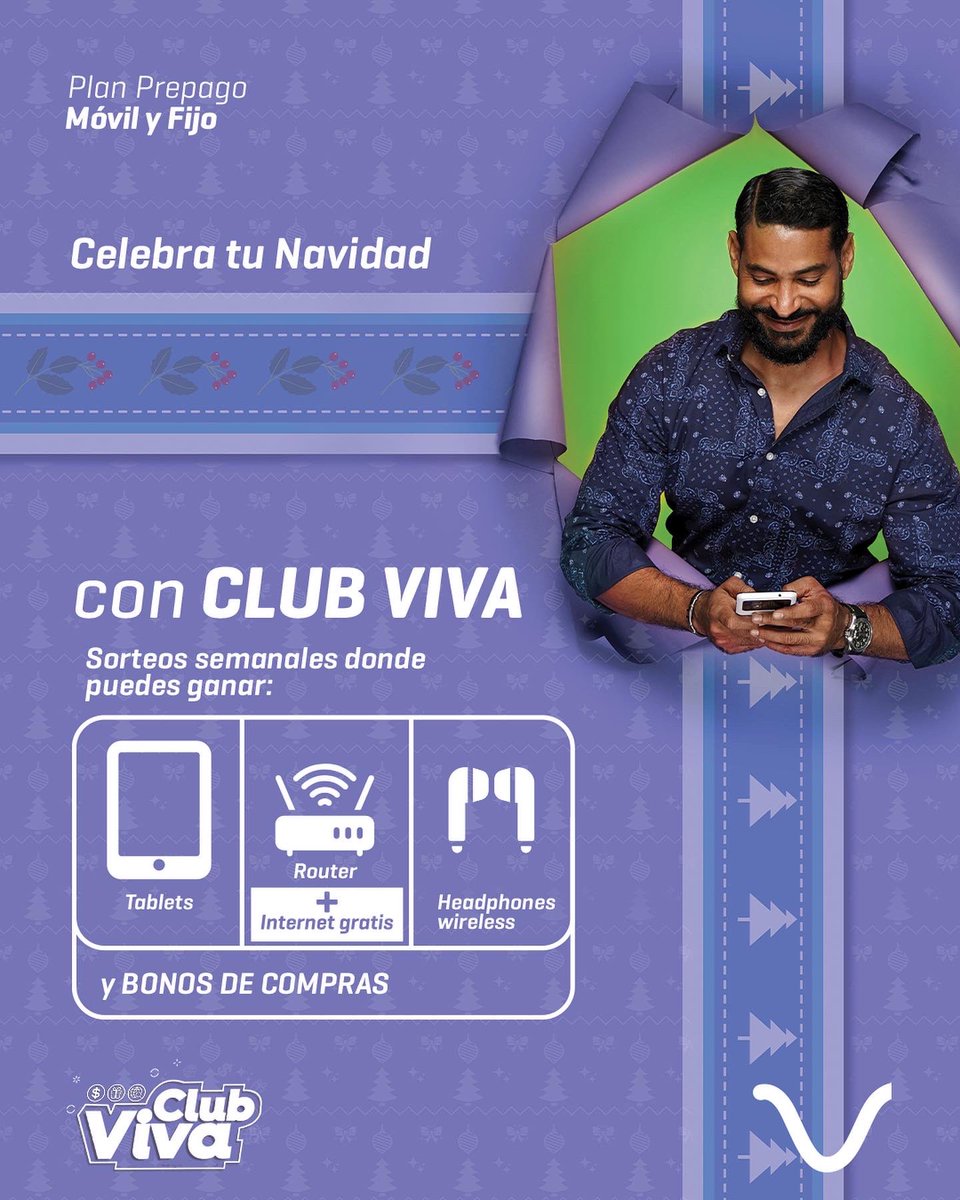 Viva_RD's tweet photo. ¡Celebra tu Navidad con el #ClubViva y gana fabulosos premios! Sorteos semanales de tablets, bonos, Internet y muchas cosas más 🥳 Si aún no eres parte ¿qué esperas?
#VivaRD #Viva #ClubViva #SorteosSemanales #NavidadViva #OfertasNavidadViva https://t.co/SUtBr3R41C