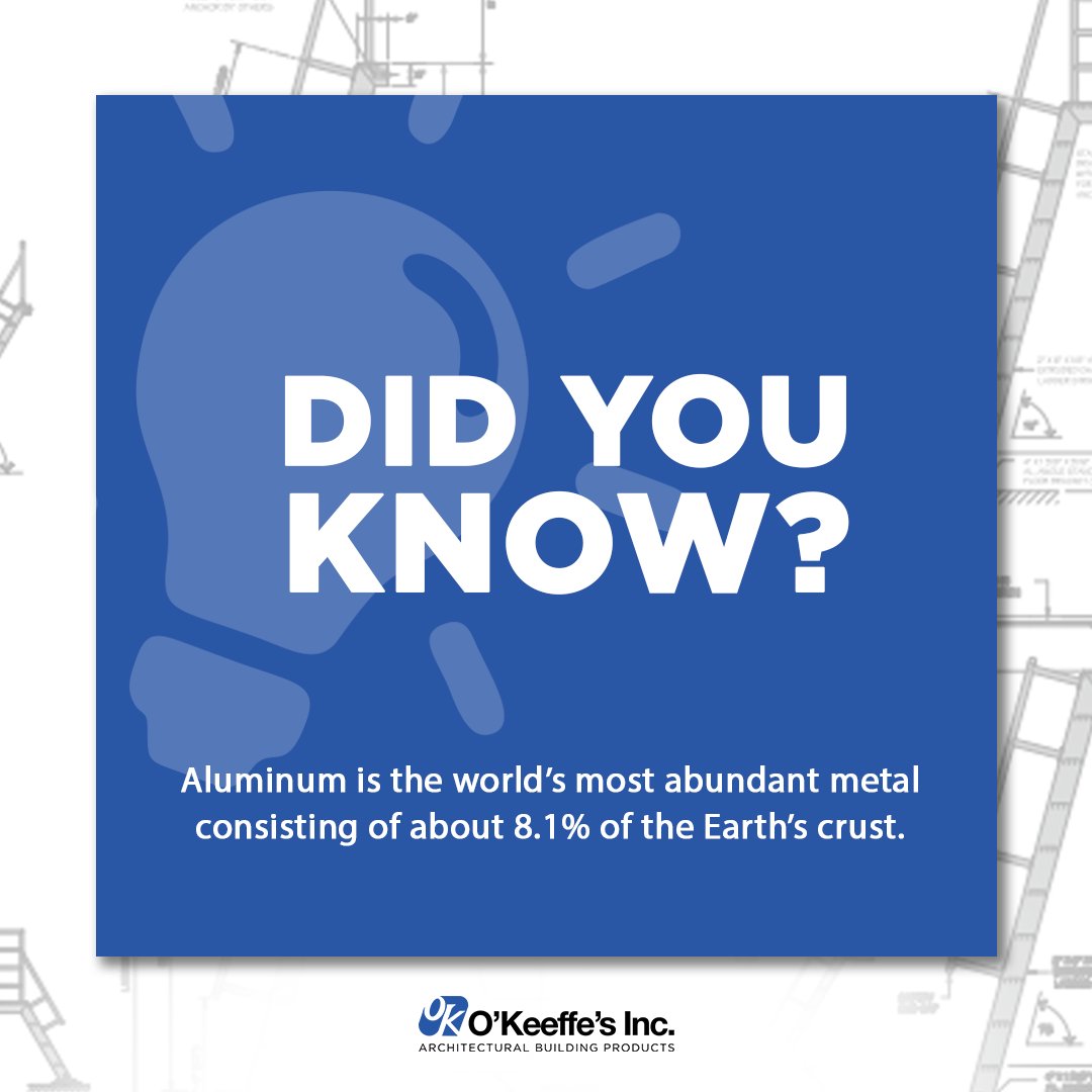 OKeeffesLadders's tweet photo. There is 8.1% of aluminum in Earth's crust, making it the most abundant metal. However, it is rarely found in nature uncombined, as most often, it occurs in minerals such as bauxite and cryolite-aluminum silicates.

#Aluminum #AluminumTrivia #IndustrialLadder #CommercialLadder https://t.co/nGH4UsvbIq