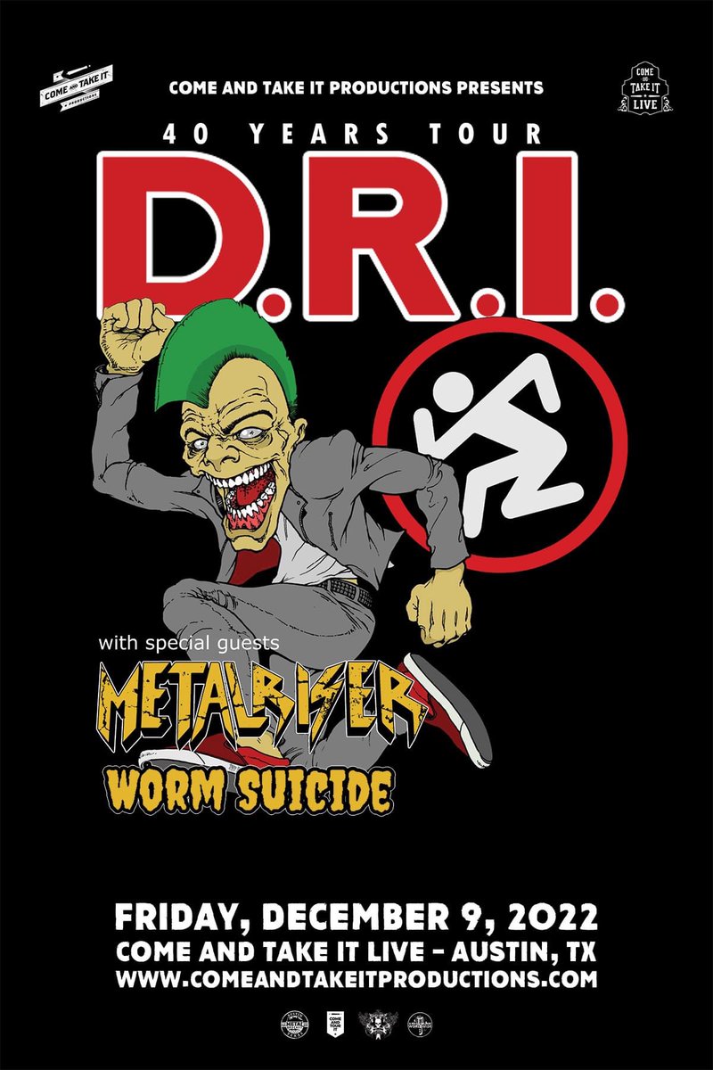 WormSuicideTX's tweet photo. See you Dec 9th 
@catilive with D.R.I. !!!

Event link: 
https://t.co/W1Nu1hjE7E https://t.co/DPxzd8GgQo