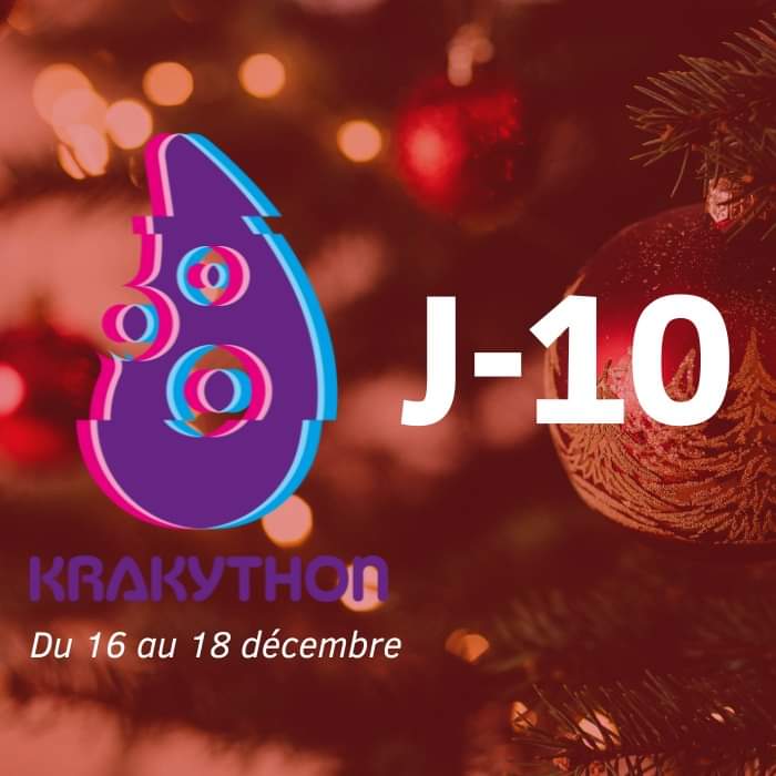 J-10 avant le début du Krakython 2022 ! 
Nous espérons que vous êtes aussi impatient que nous de retrouver notre 
Krakython 2022. Nous vous donnons ensuite RDV dès dimanche pour découvrir le planning de cette prochaine édition.
krakython.wordpress.com