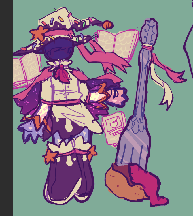 heres a wip of calypso in sparks rpg outfit :) shes a wizard witch cool guy⚡️