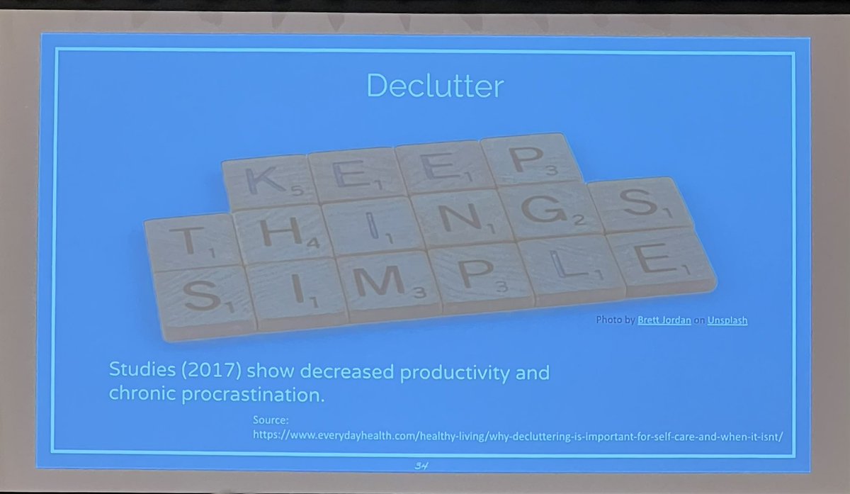 JClarkSaboda's tweet photo. Tuesday- Session 1 @lsummers Cultivating the 8 Dimensions of Educator Wellness -Declutter to increase productivity &amp; combat procrastination #learnfwd22 #stand4PL https://t.co/moiNsMv7pH