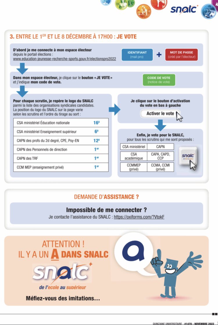 SuisEnRetard's tweet photo. Encore 2 jours pour participer aux élections professionnelles 🗳

N'hésitez pas à soutenir les listes du @SNALC_National, et faites bien attention à voter à tous vos scrutins (l'interface est hélas pénible...). 

Nous pourrons continuer ainsi à porter votre parole. https://t.co/rmfJL30zfA