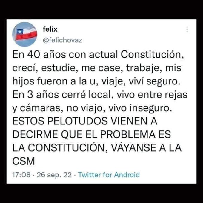AvilesClaudio's tweet photo. Este cartel está más vigente que nunca @felichovaz #RechazoOtroProceso #RenunciaBoric #BoricValeCallampa #SextoRetiro Doctorado Iquique Atria Pikachu La Serena Neme https://t.co/zQ3vke5HjP