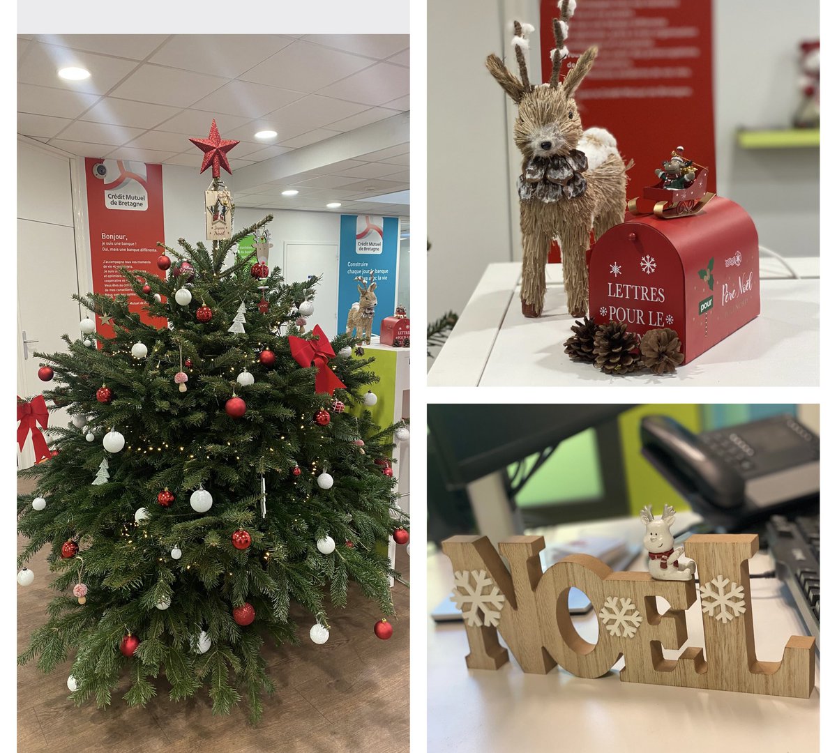 L’agence de Plancoet a revêtu aujourd’hui ses couleurs de Noël ✨ pour le bonheur des petits et des grands. 

🎄❄️🎁 
#cmb #cmbplancoet #Noel #arkea