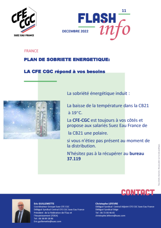 CFECGC_SUEZ's tweet photo. PLAN DE SOBRIETE ENERGETIQUE à la CB21 : Distribution de 500 polaires ce Jour, aux salaries Suez. Encore une fois la CFECGC répond présent ! https://t.co/Gx8mUpLtMq
