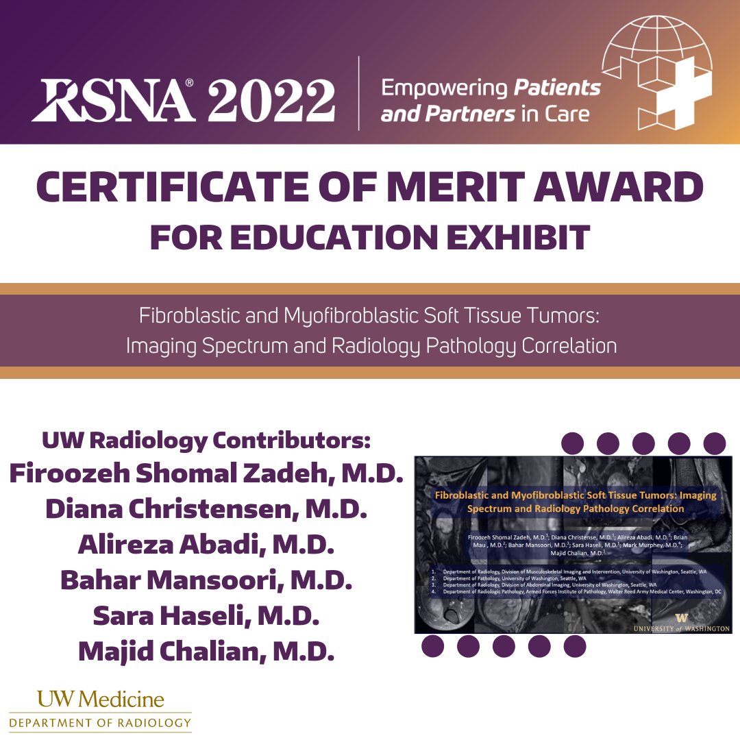 UW Radiology (@uwradiology) on Twitter photo Congrats to Drs. <a href="/FiroozehShomal/">Firoozeh</a>, Diana Christensen, <a href="/Ali_Abadi_RadMD/">Alireza Abadi</a>, <a href="/BaharMansooriMD/">Bahar Mansoori</a>, Sara Haseli, <a href="/MajidChalian/">Majid Chalian</a> & colleagues for their Certificate of Merit at #RSNA22 <a href="/RSNA/">RSNA</a>!
This education exhibit was also identified for <a href="/RadioGraphics/">RadioGraphics</a>.
Read more: bit.ly/3EUo6qy Congrats to Drs. <a href="/FiroozehShomal/">Firoozeh</a>, Diana Christensen, <a href="/Ali_Abadi_RadMD/">Alireza Abadi</a>, <a href="/BaharMansooriMD/">Bahar Mansoori</a>, Sara Haseli, <a href="/MajidChalian/">Majid Chalian</a> & colleagues for their Certificate of Merit at #RSNA22 <a href="/RSNA/">RSNA</a>!
This education exhibit was also identified for <a href="/RadioGraphics/">RadioGraphics</a>.
Read more: bit.ly/3EUo6qy