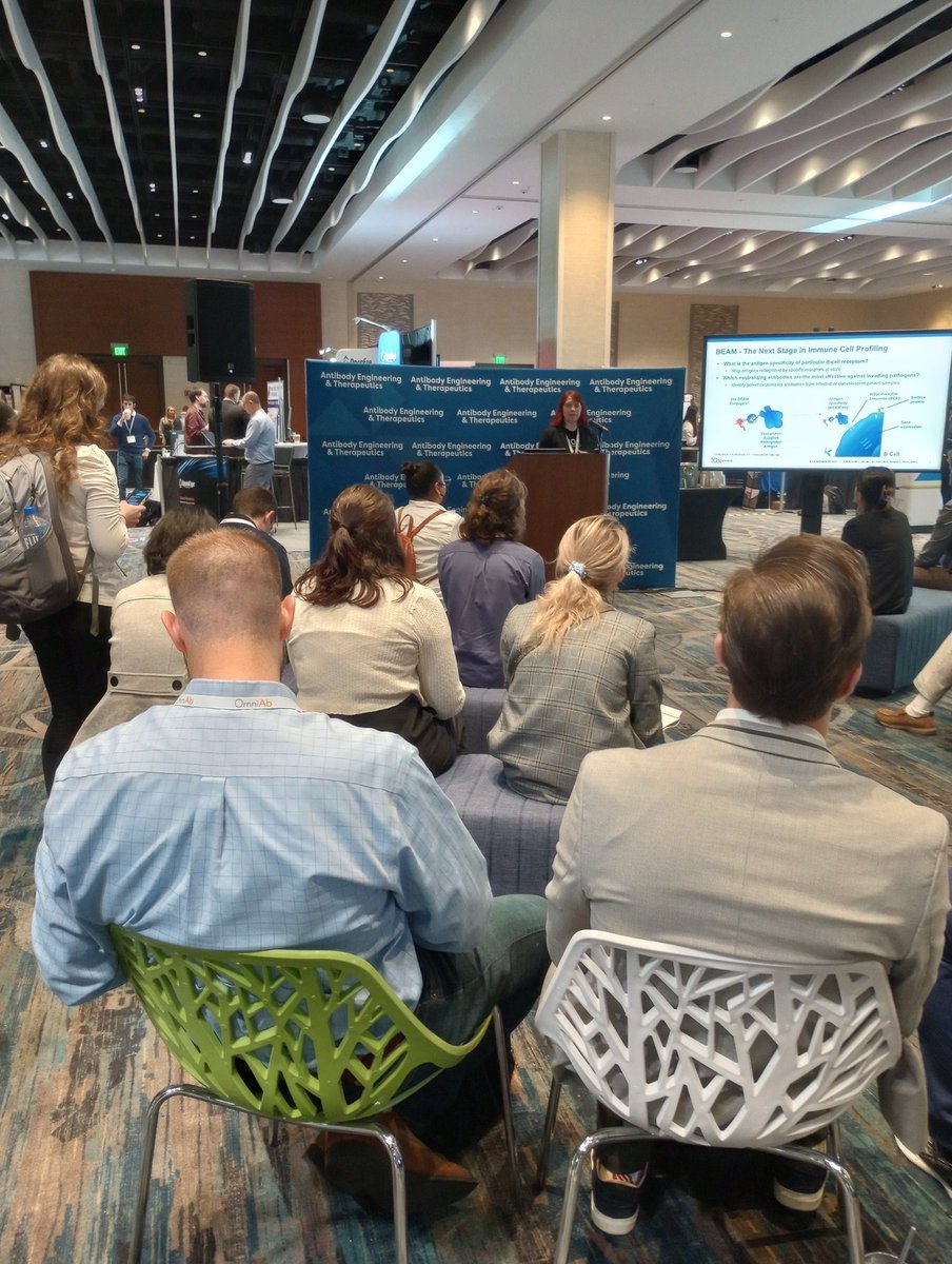 Gourab1953's tweet image. Just wrapped up a nice lunch break here at Antibody Engineering and Therapeutics listening to @10xGenomics's Samantha Shelton talk about fast tracking antigen specific B- and T-cell discovery with Barcode Enabled Antigen Mapping (BEAM). #ANTIBODYENG