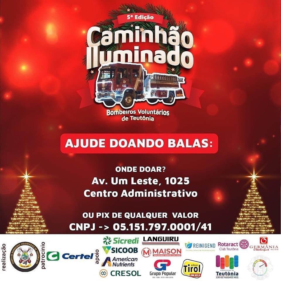 racteutonia's tweet photo. Mais uma edição do Caminhão Iluminado na área 🎄🚛 

Ajude doando balas 🍬 ou valor para a compra das mesmas e nos ajude a tornar o mês do Natal ainda mais especial na vida das crianças da nossa comunidade! ✨

⚠️ Atenção para as datas e locais por onde o caminhão passará https://t.co/XotdZNe0Mz