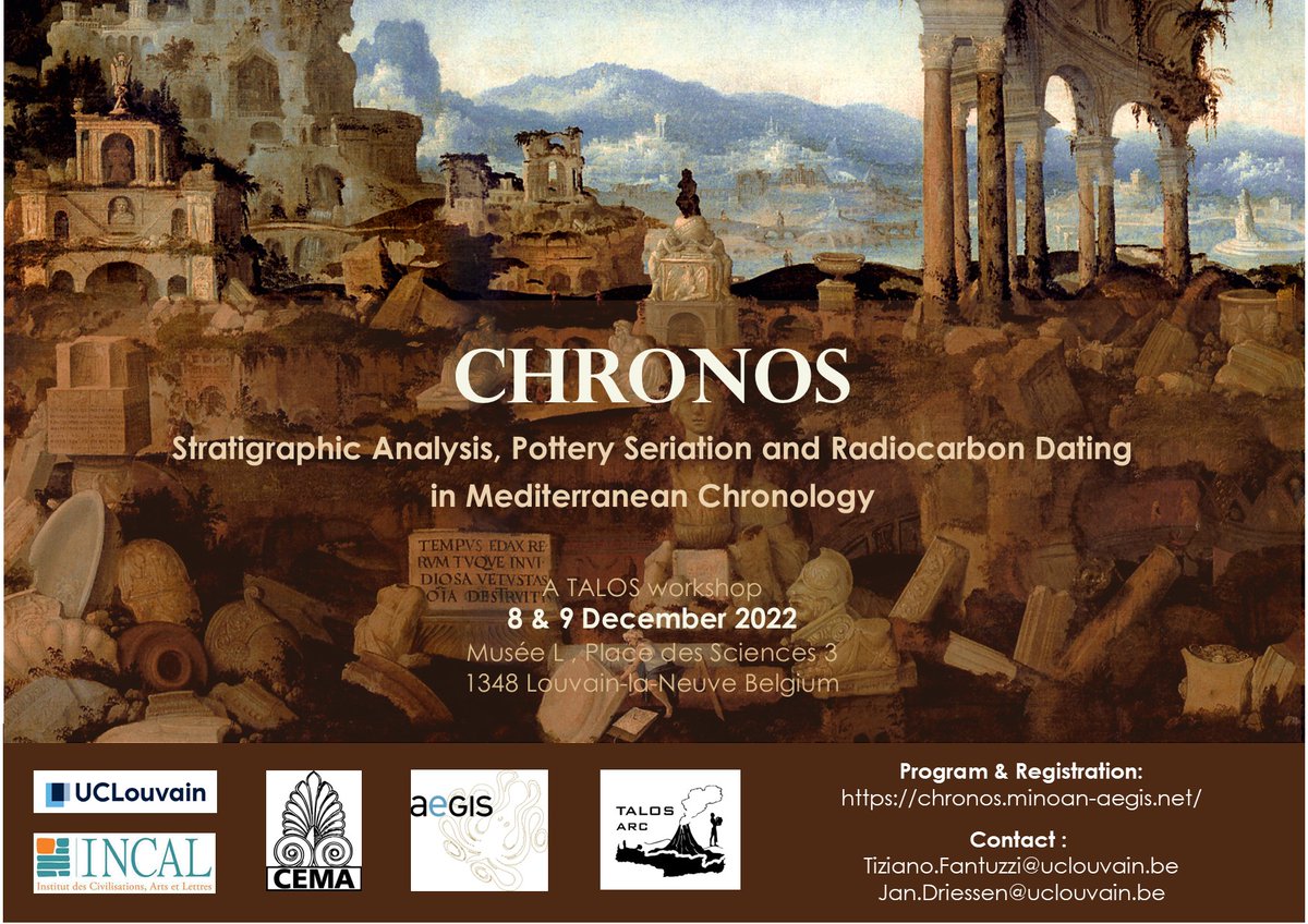 gimatzidis's tweet photo. Looking forward to the Chronos workshop at Louvain and so sorry to have had to cancel my in-presence participation at the last time. My lecture on Mediterranean Iron Age chronology will be streamed live at 11:35 on 9th December. Click here to register https://t.co/U4Hjyk1nWP https://t.co/eYfQDN5CGJ