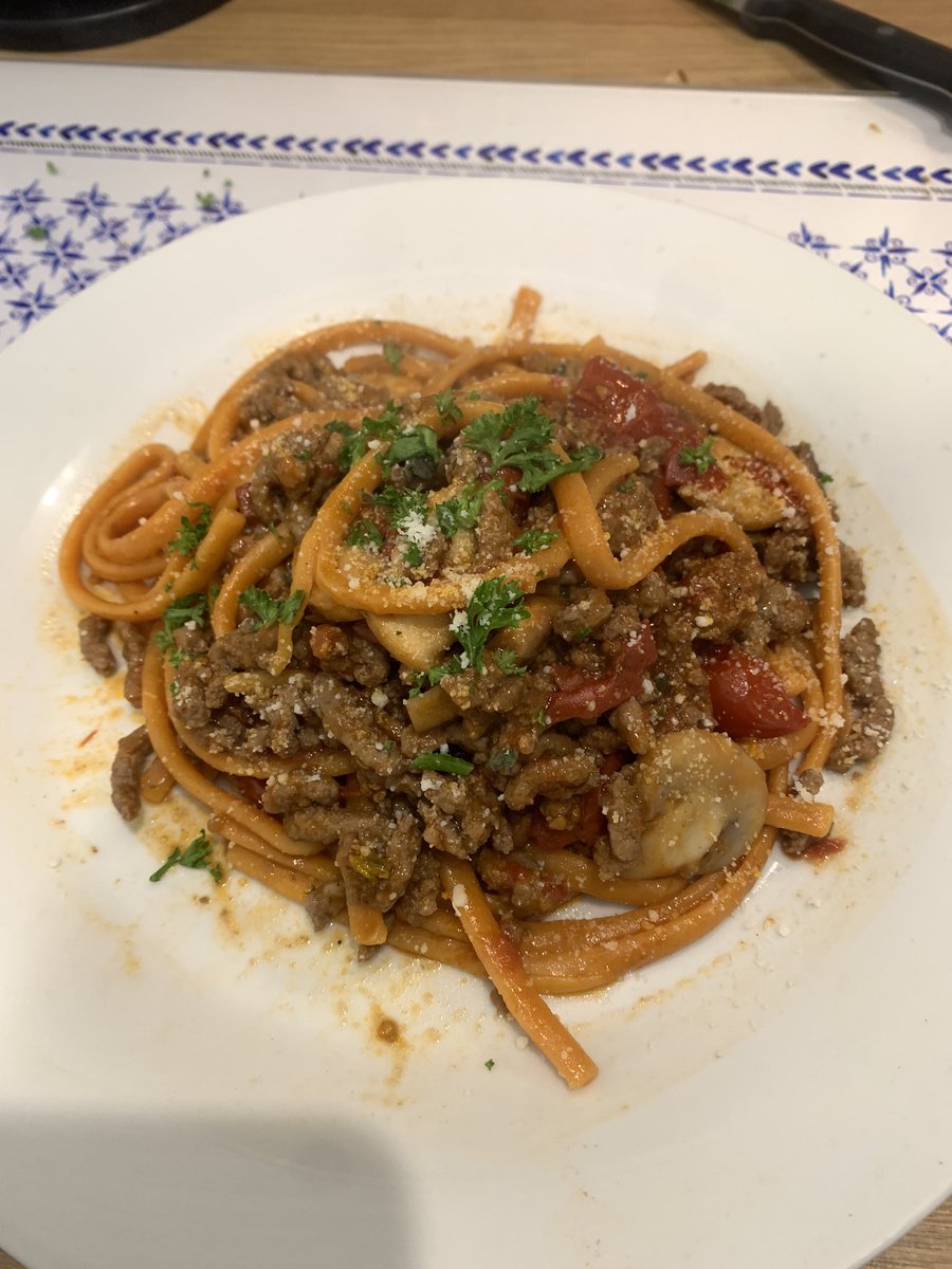My sister’s birthday present Apron from <a href="/Ginofantastico/">Gino D'Acampo</a> so had to make a bolognese, pasta from Puglia. Bellissimo #pasta #homecooking #italain