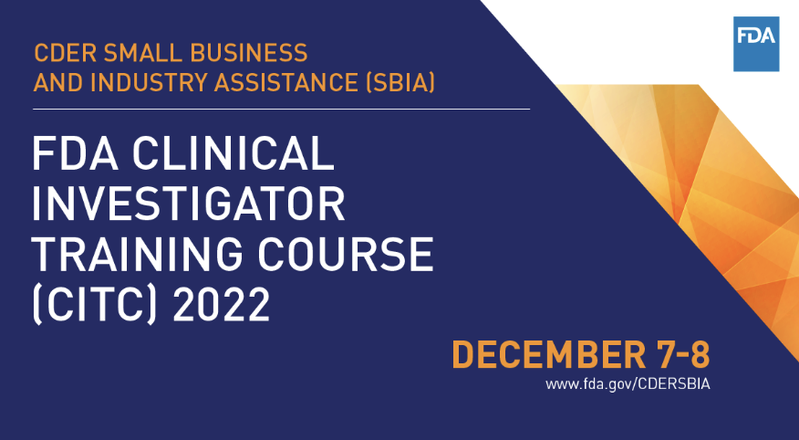 USCHRPP's tweet photo. Free @US_FDA Clinical Investigator Training Course (CITC)
https://t.co/dBVmsbgKY5

#CDERSBIA https://t.co/gXRCYOE1rC