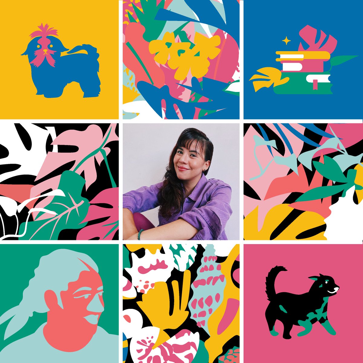 marieryyoung's tweet photo. It's #artistvsart time. 
by the sea explorations, illustrated portraits, celebrating Latino identity, and yes more tropical botanical backdrops have been some of the themes in my projects. https://t.co/GlSzO7eIiz