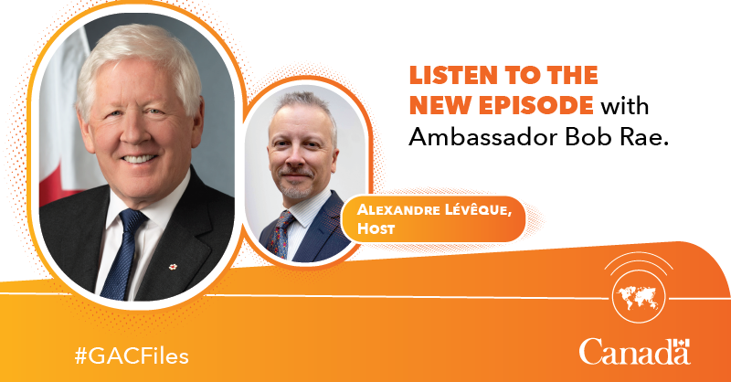 GAC_Corporate's tweet photo. Tune in to #GACFiles, hosted by Alexandre Lévêque. He and Ambassador Bob Rae talk about the Sustainable Development Goals! @SustDev

Listen and learn about the #GlobalGoals and how Canada is working toward a more sustainable future for all. 🎧