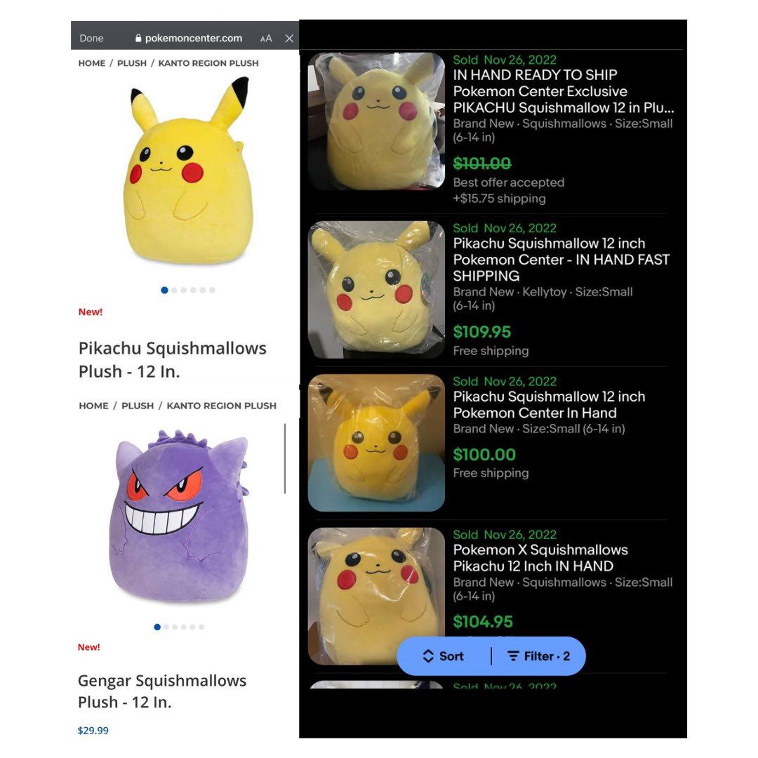 ResellRewind's tweet photo. These pikachu squishmallows sat in stock stock for over 1HR
giving us plenty of time to secure multiples😪
eBay sales are currently $100+ making us $50 on each 💵
WAITLIST IS DOWN‼️‼️
LINK IN BIO TO JOIN⬆️⬆️
#resellrewind #reseller #cookgroup #resellercommunity https://t.co/FErEixoH3O