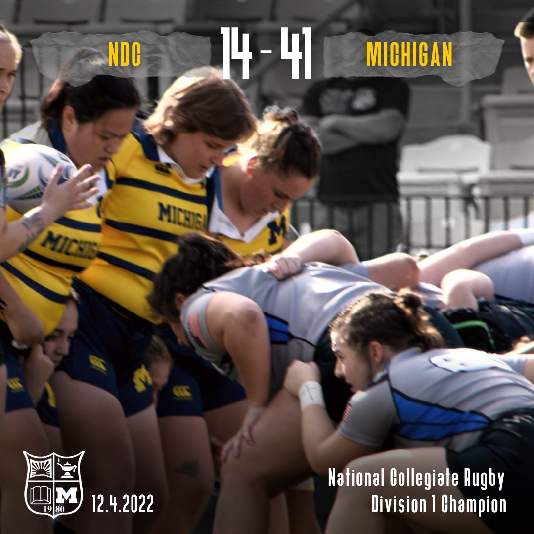 umichwrugby's tweet photo. For the first time in history, we are D1 CHAMPIONS!!
Thank you, NDC, for a great last game.
Itโs great to be a Michigan Wolverine.
#GoBlue #umichwrugby https://t.co/cGwLnxh3Ac