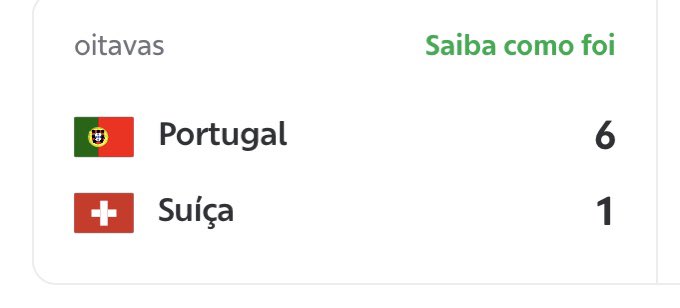 dellguedes's tweet photo. Você mede o nível da seleção brasileira quando você percebe que o Brasil sofreu pra ganhar da Suíça por 1 x 0 na semana passada e hoje Portugal massacrou a mesma Suíça por 6 x 1. Será que o Hexa vem mesmo? 😅 #QatarWorldCup2022 #FIFAWorldCup https://t.co/WTgLMEgfRX