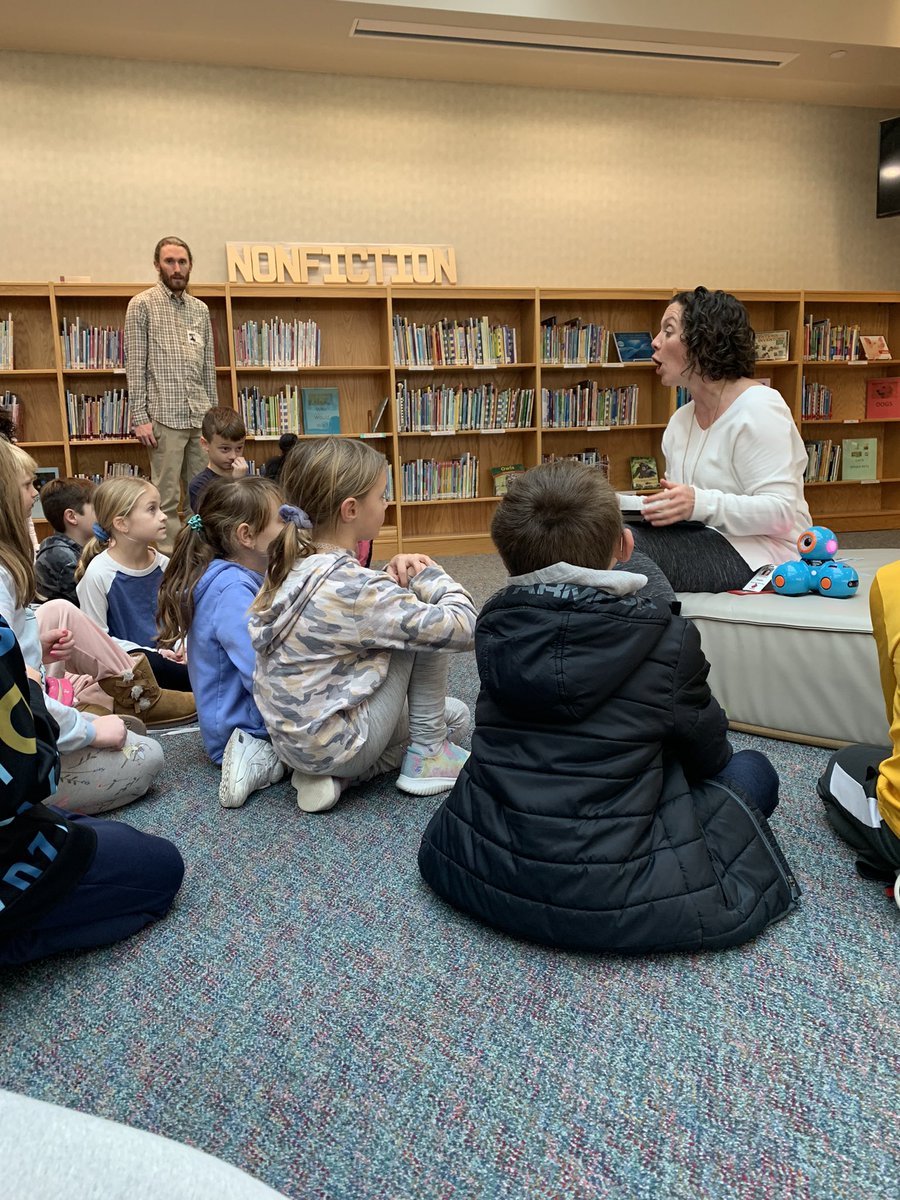 MrsO_TCE's tweet photo. Today we explored coding using robots in the library. Thanks to @librarytce for organizing this engaging exploration! #HourOfCode #TCECardinals https://t.co/0PuqeTj6ds