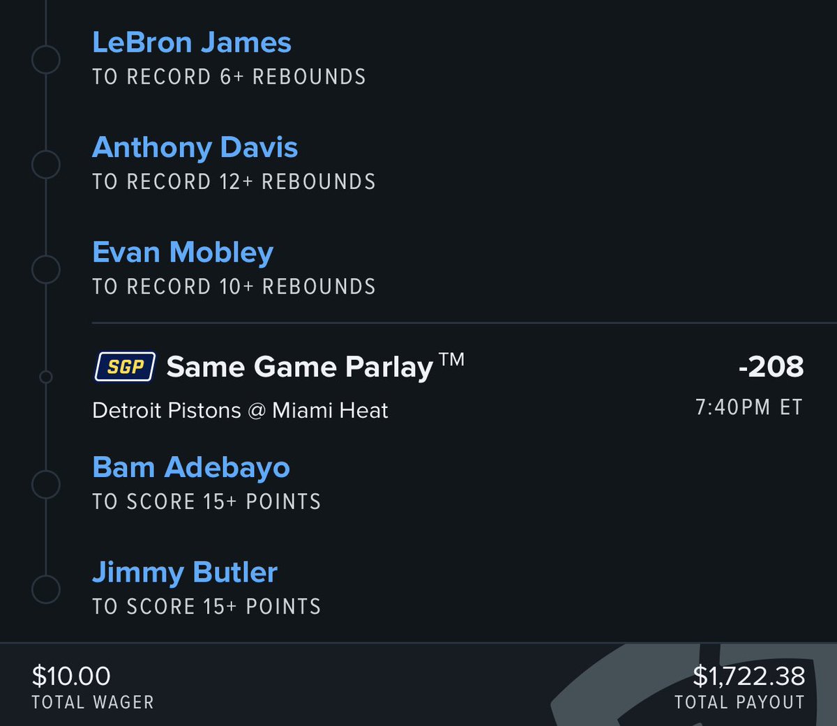 Feeling generous run it up w me tonight 😌😌 #GamblingTwitter #fanduel #nbaparlays #parlays