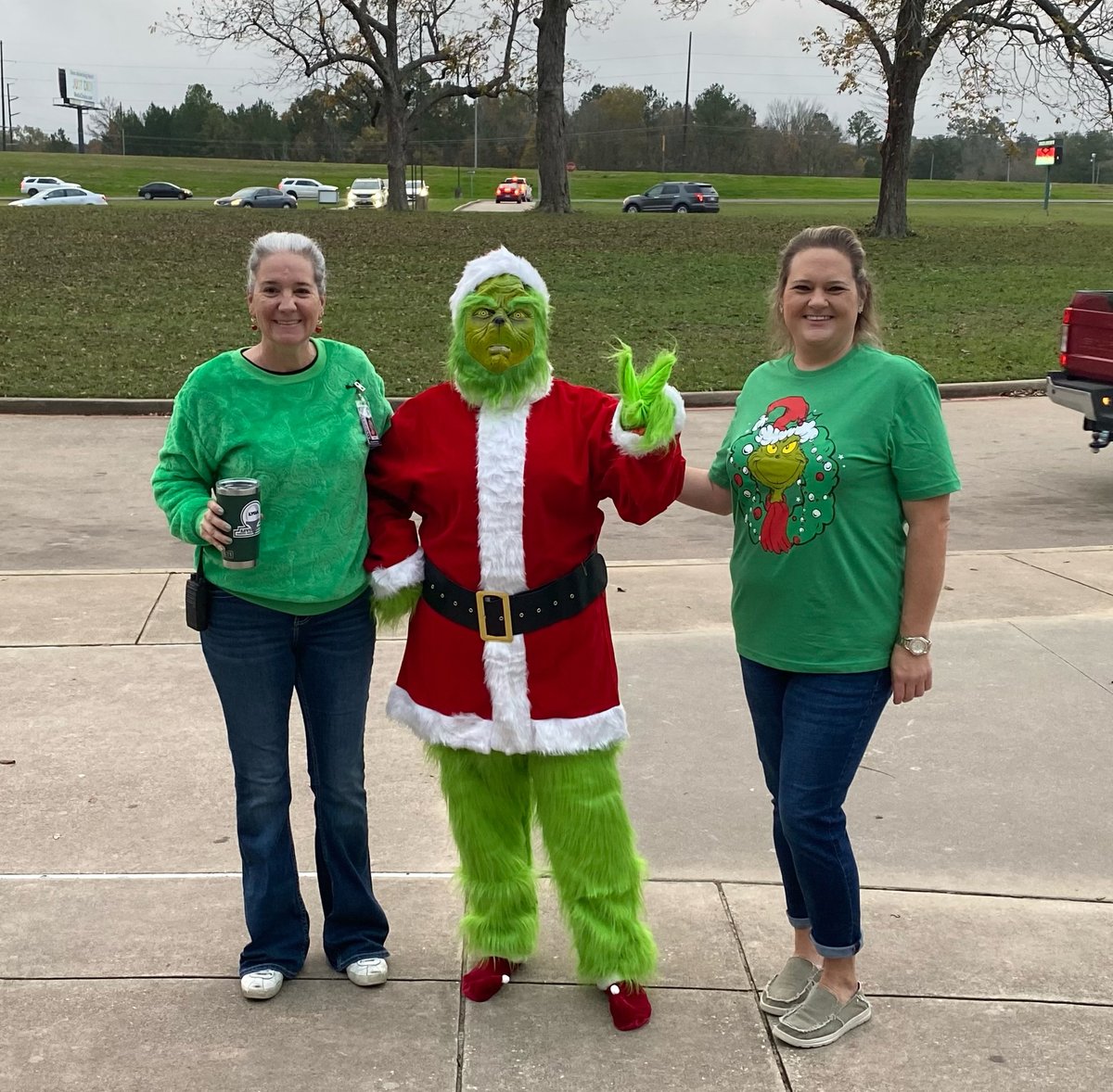The Livingston Junior High campus had a SURPRISE visitor for Grinch Day!