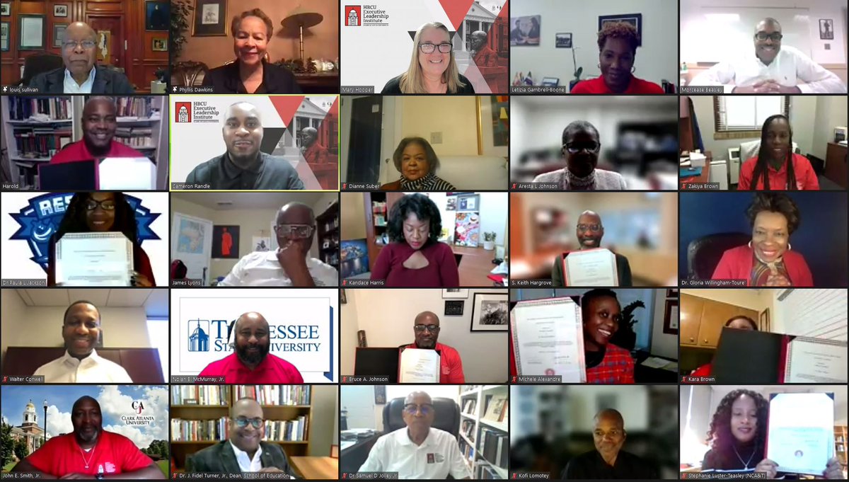 hbcueli's tweet photo. Our 2022 HBCU Executive Leadership Institute fellows have finished their program and had their Virtual Completion Celebration.

CONGRATS fellows!!🎉 https://t.co/ABN9DHepwL