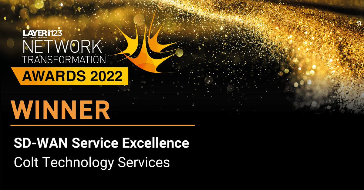 Congratulations to Colt Technology Services for taking home the SD-WAN Service Excellence award at the 2022 #Layer123 Network Transformation Awards!