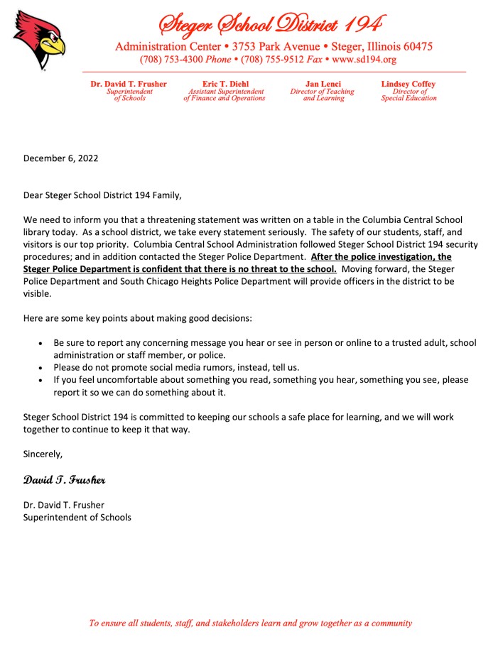 Please read this important message from SD 194.