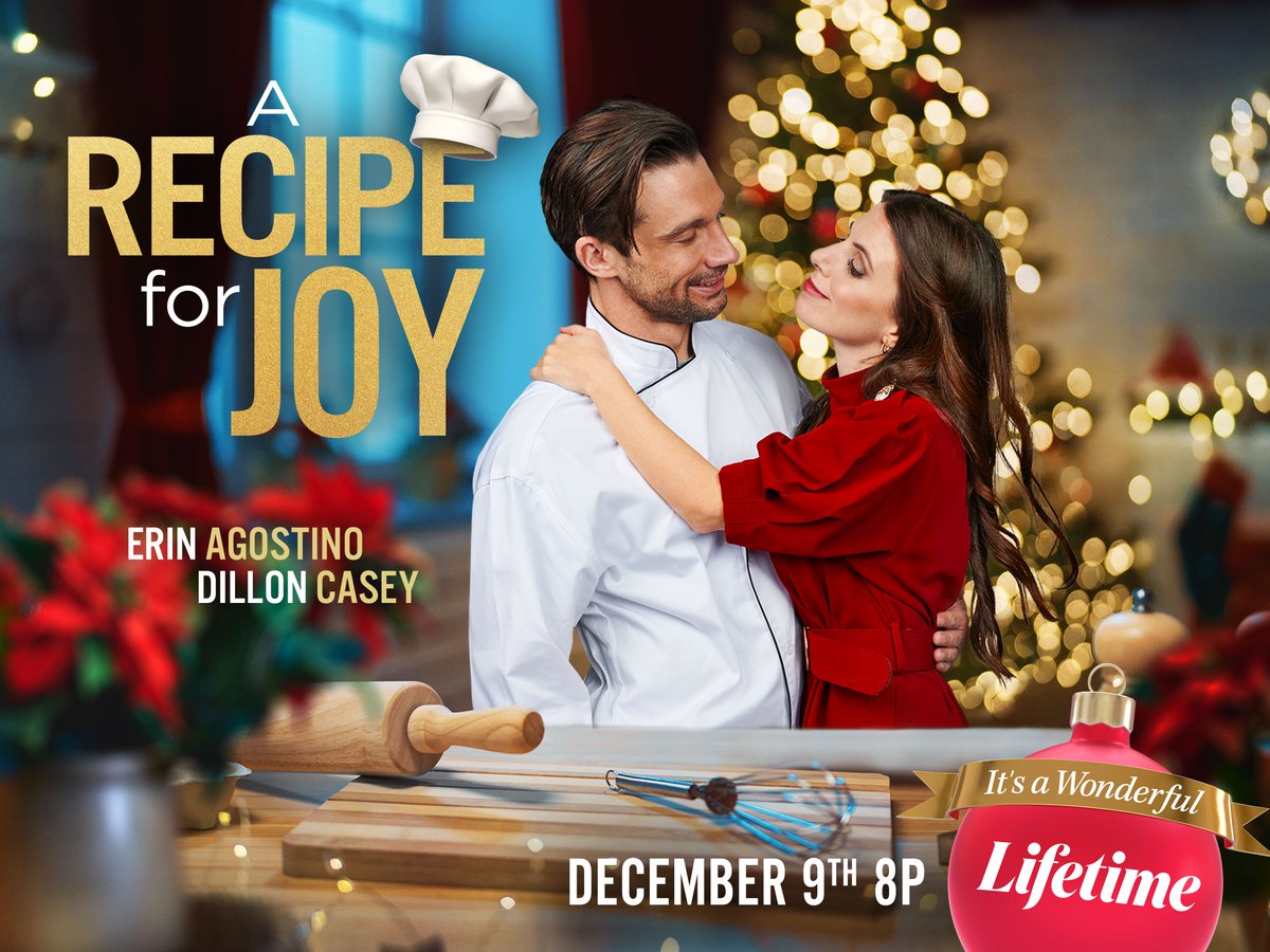 FrndlyTV's tweet photo. Watch the It's a Wonderful Lifetime movie, A Recipe For Joy, starring @ErinAgostino and @DillonCasey premiering this Friday, on Dec. 9th, at 8/7c only on @lifetimetv. https://t.co/fGIE4mIaRG