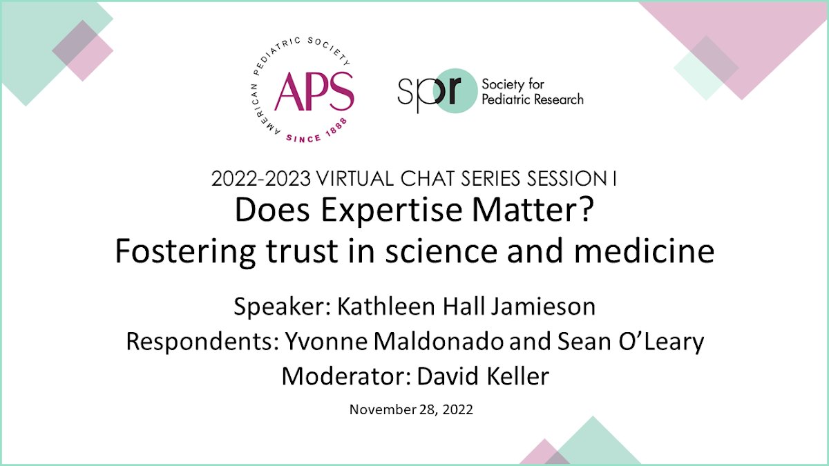 ICYMI: The first session of the 2022-2023 Virtual Chat Series - Does Expertise Matter? Fostering trust in science and medicine -  can be viewed here: ow.ly/8Hvt50LSNUm