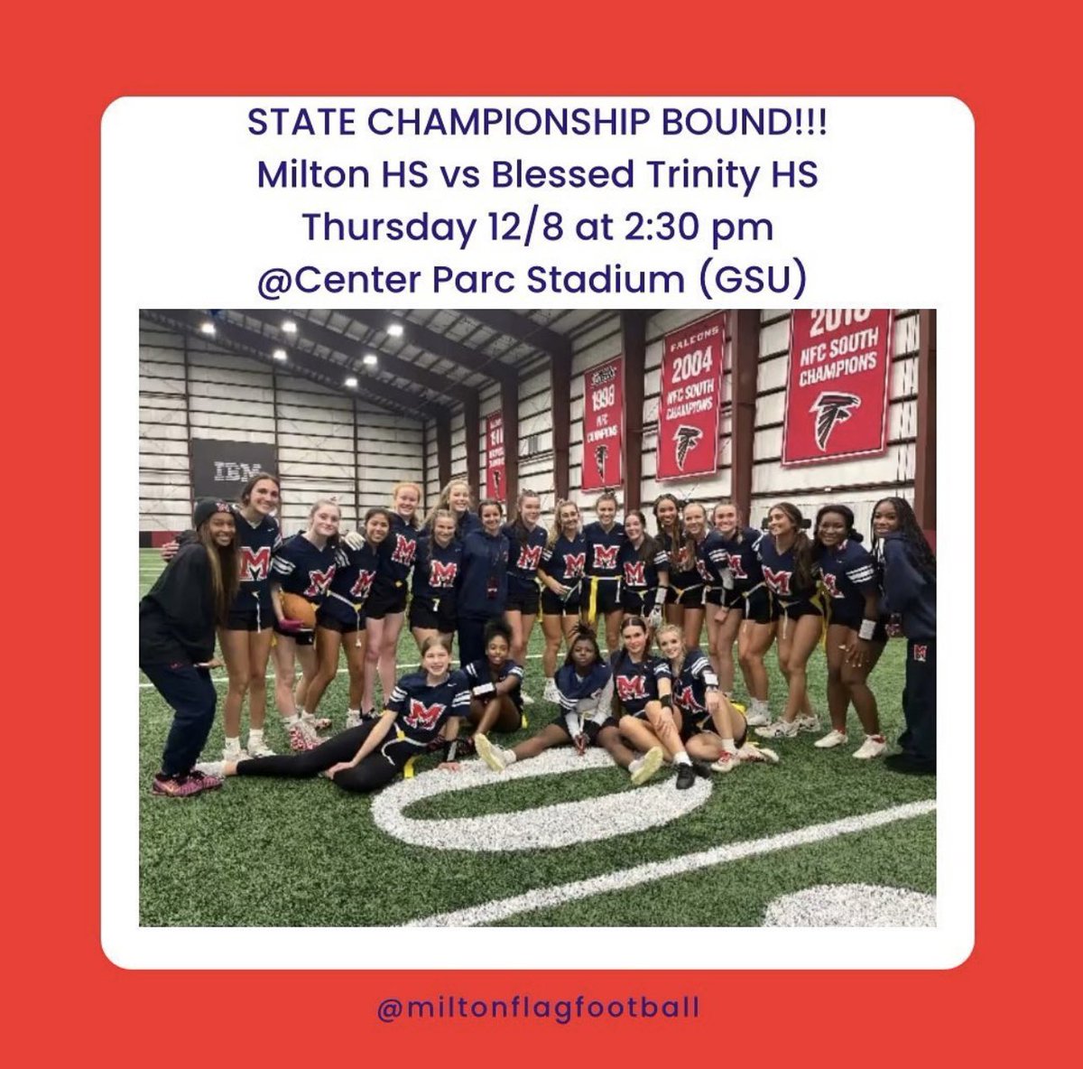Let's go eagles!!! They have worked so hard to reach this point and deserve all of your support!! Be there to cheer them on at 2:30 pm at Center Parc Stadium!! This team is making history for our program! The sky's the limit girls! Let's win this championship!! #Lockln
