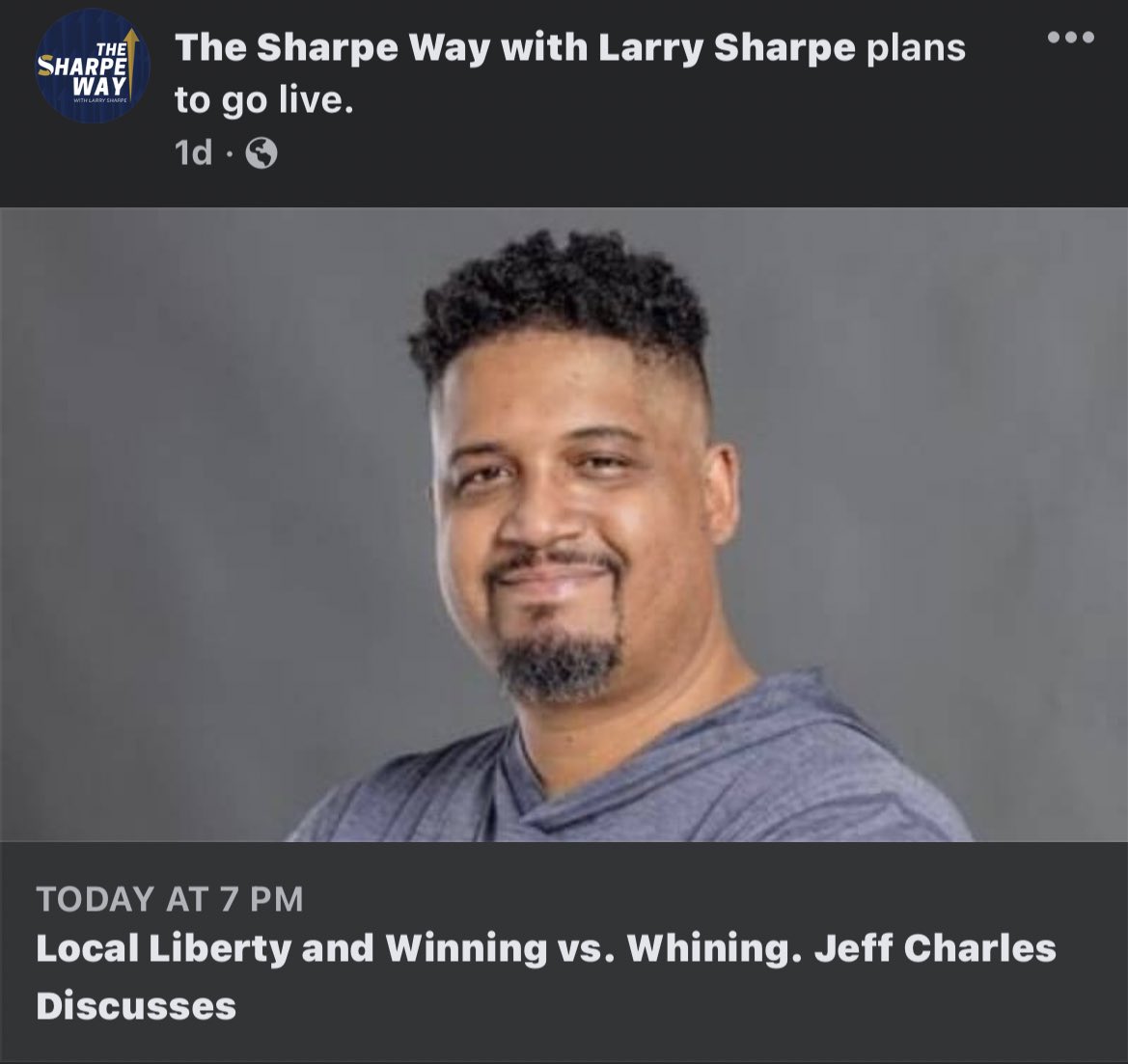 LarrySharpe's tweet photo. Please join me TONIGHT, Tuesday Dec 6th, for a new Sharpe Way at 7pm ET. Thanks.
@JeffOnTheRight
#SharpeWay #podcast https://t.co/zH6oRpsa1A