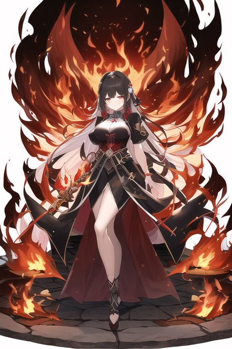 AIgacha SSR 魔女シリーズちちぷいさんで更新しましたー
#NovelAI 
#AIイラスト 
紅蓮の魔女 