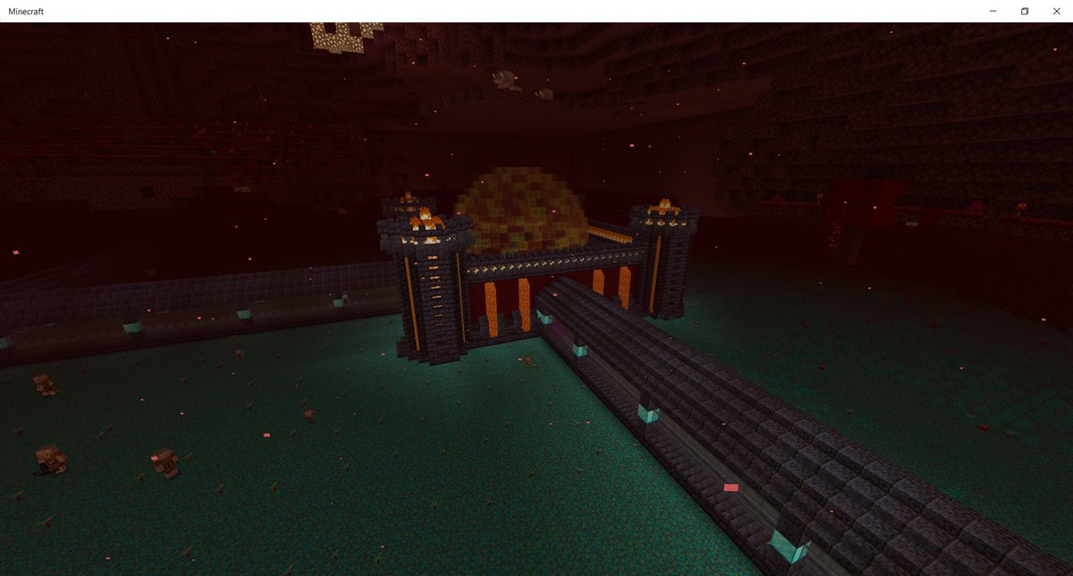 CraftGrandpa's tweet photo. A Keep in the nether, with biodome in progress. Must protect the portal 😀#Minecraft #Minecraftbuilds #MinecraftSurvival https://t.co/p0D9wVrTGn