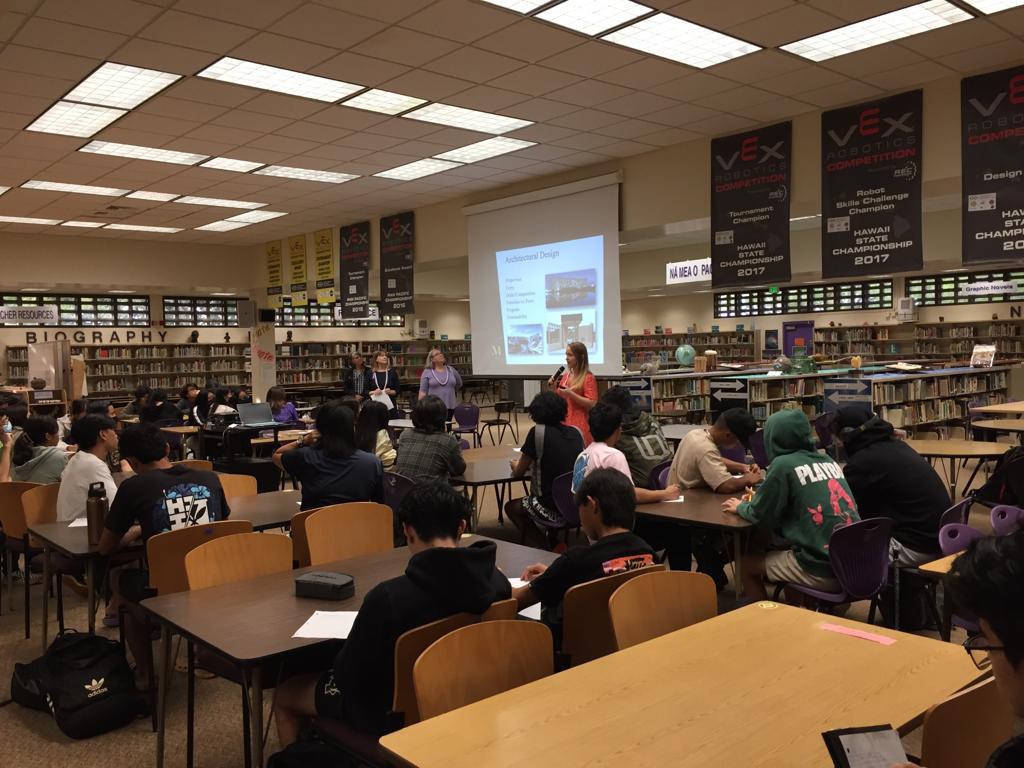 Thank you #masonarchitects Andrea Aegerter, Barbara Shideler, Polly Tice &amp; Ann Yoklavich for sharing your experiences, expertise, and insights this morning with our academy students. 💙 #GirlsinSTEM <a href="/PearlCityHS/">Pearl City High School</a> <a href="/PWComplex/">PWComplex</a>