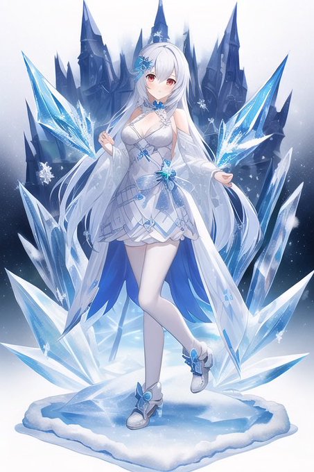 AIgacha SSR 魔女シリーズちちぷいさんで更新しましたー
#NovelAI 
#AIイラスト 
氷の魔女 