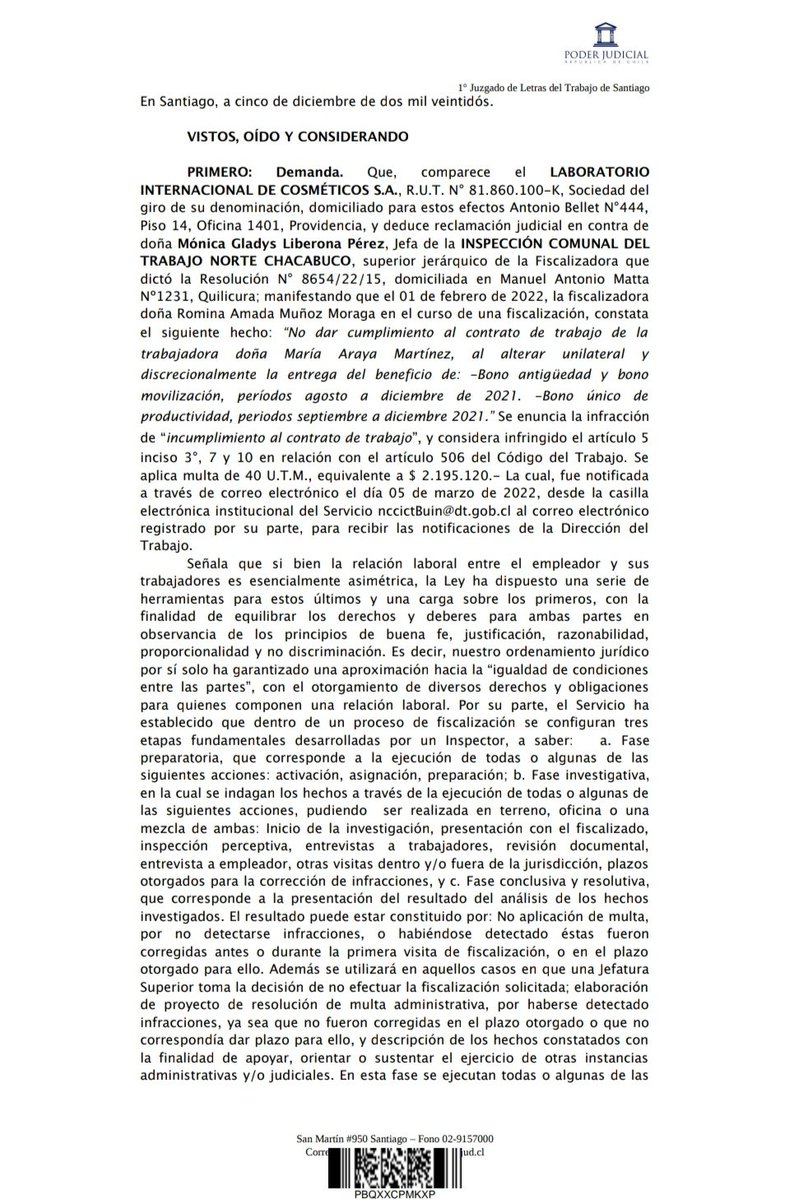 SIMECHILE's tweet photo. Importante fallo del 1er Juzgado de Letras del Trabajo de Santiago, que ratifica multa a empresa Intercos S.A. (productos propios @LIDERcl)por incumplimiento de contrato individual de nuestra socia María Araya.
Se condena en costas a la empresa infractora. https://t.co/0a9uVZA1cL