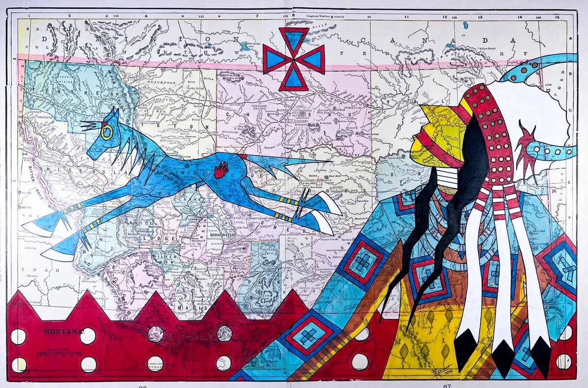 I am thrilled to announce the @theautry museum has purchased John Pepion's (Blackfeet) 'Our Land' for the permanent collection! #nativeart #NativeTwitter