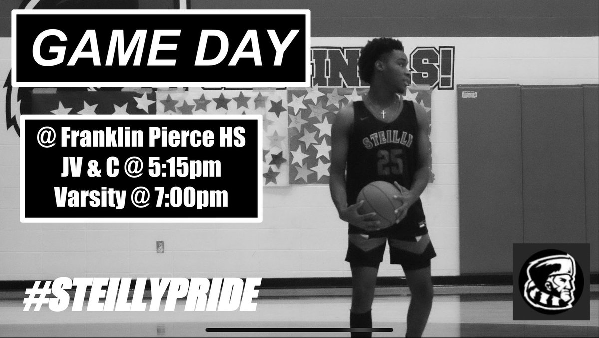 SteillyHoops's tweet photo. GAME DAY! Time for a road trip! We are headed to Franklin Pierce HS tonight. JV &amp; C play at 5:15pm - Varsity at 7:00pm. No better day than game day! #SteillyPride https://t.co/pdk1EHbWIG
