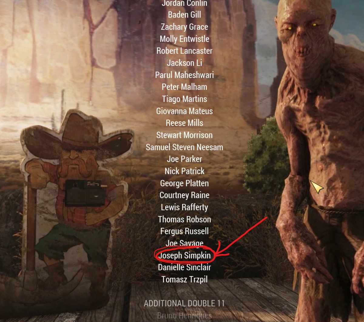 RealFriedturkey's tweet photo. My name is now in the credits of a #Fallout game of all games. Never in a million years would I have thought I would work on a Fallout game and be credited. Truely a dream come true!🥲 https://t.co/Sy9e9Igre8