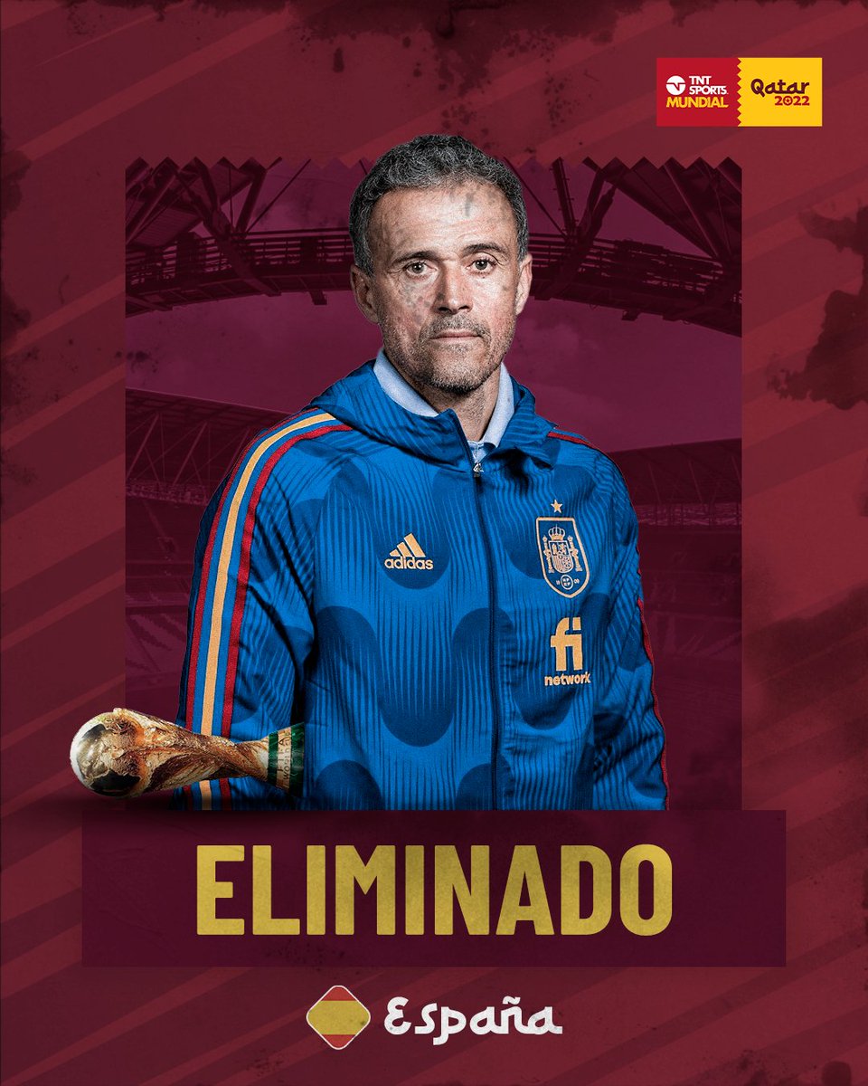 TNTSportsAR's tweet photo. ESPAÑA, ELIMINADA 🇪🇸❌

El equipo de Luis Enrique cayó por penales ante Marruecos y se despidió en los octavos de final de la Copa del Mundo de Qatar 2022 🏆

#TNTSportsMundial https://t.co/nN9uFSo8MV