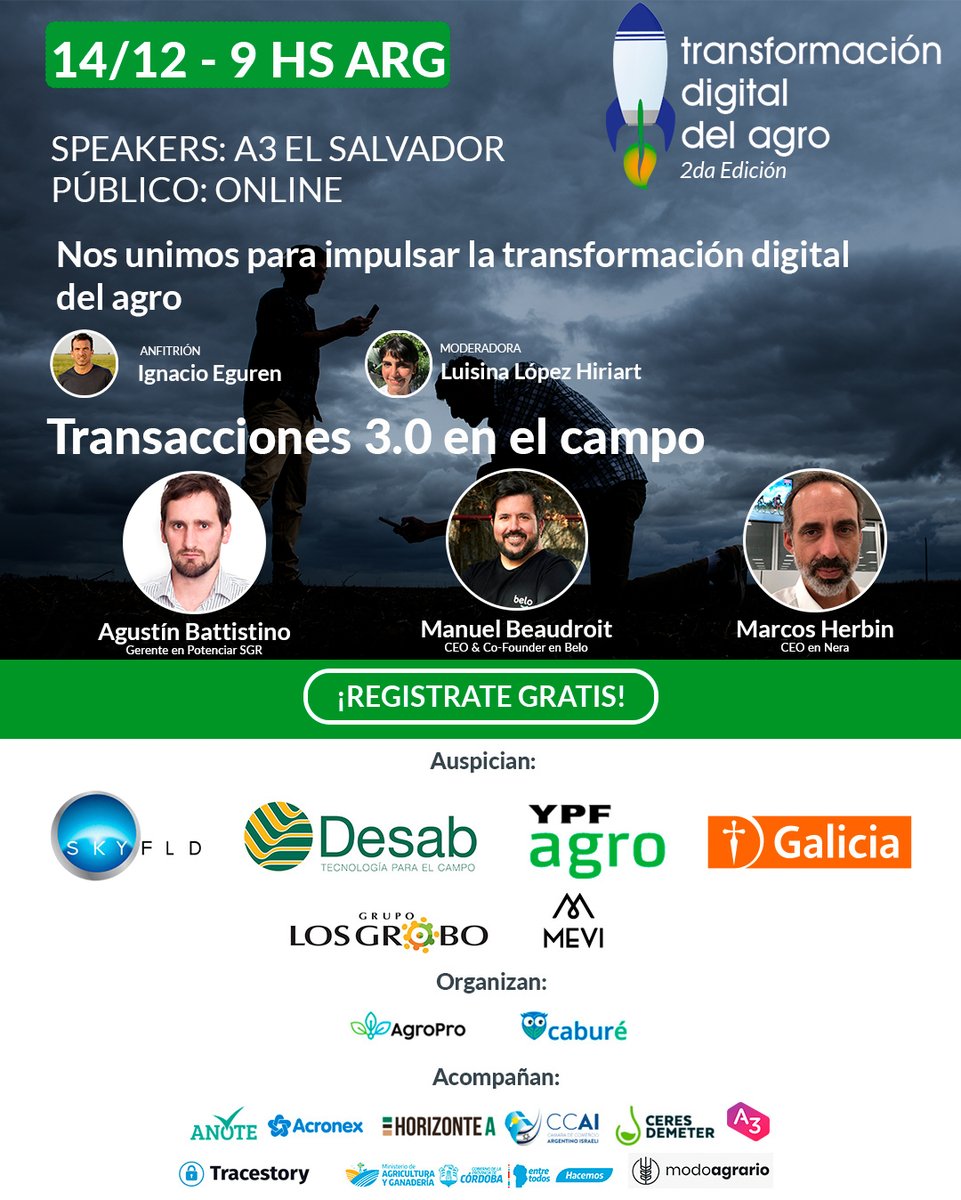 agroproag's tweet photo. ¡Falta muy poquito para conversar sobre las transacciones 3.0 en el campo! ¿Estás listo para ser parte del evento más transformador del agro?

Te esperamos junto a Agustín Battistino, Manuel Beaudroit y Marcos Herbin.

Registrate online https://t.co/vVc0pnvLeJ https://t.co/UMhAlshdyF