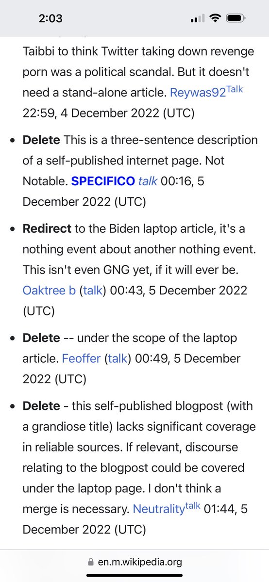 ianmiles's tweet image. Wikipedia is voting on the deletion of the entry for Elon Musk’s Twitter Files because the editors have deemed it a “nothing burger” that is “not notable” because the media didn’t give it enough coverage. These people work hand in hand with the MSM to shape the narrative.
