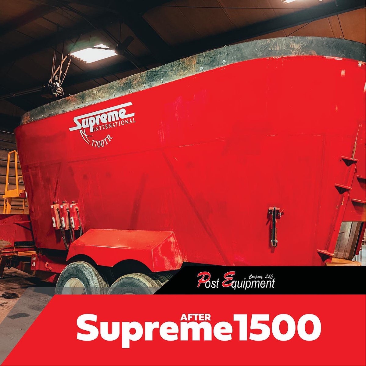 We had a farmer come in saying they needed help modifying their wagon so it could fit in the shed. We gave this Supreme 1700 feeder wagon a slight hair cut to accommodate his needs, and now he is a proud owner of a "Supreme 1500". A job well done by our team!