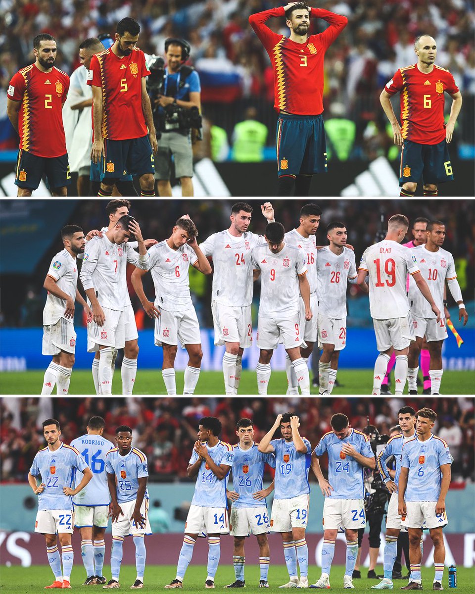 SportsCenter's tweet photo. Spain have been eliminated on penalties for the third straight tournament 😬 https://t.co/mM5fuozqNk