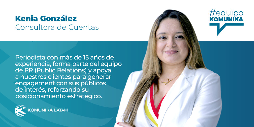 KomunikaLatam's tweet photo. .@kgonzalez2102, es Consultora de Cuentas en el #EquipoKomunika y como parte del equipo de #RelacionesPúblicas impulsa y ejecuta acciones de comunicación que generan engagement con públicos de interés, refuerzan posicionamiento y alcanzan objetivos a corto, mediano y largo plazo. https://t.co/InopVwNSao