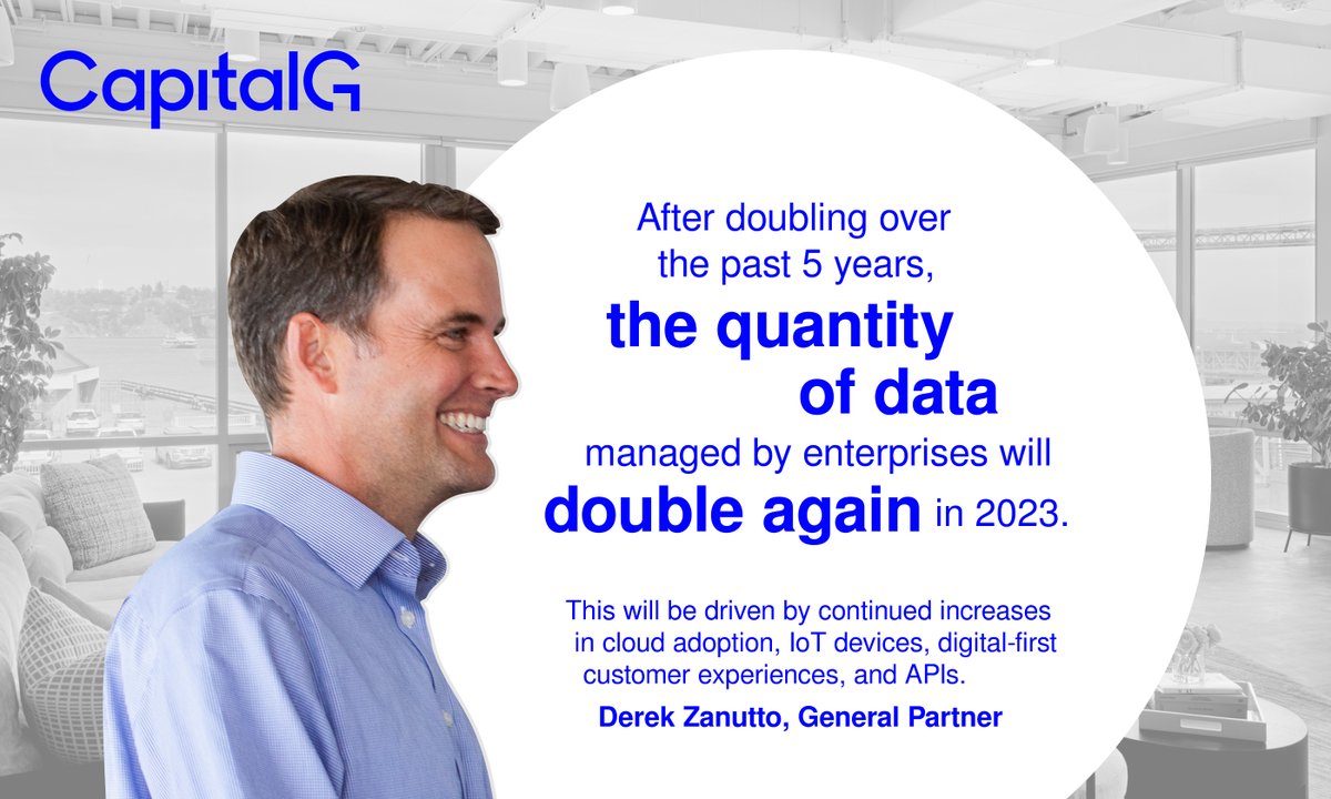 On day 2 of #CapitalGpredicts, <a href="/DerekZanutto/">Derek Zanutto</a>, investor in @Databricks, @Dataiku, @Collibra, <a href="/ArmisSecurity/">Armis</a>, and <a href="/mX/">MX Technologies, Inc.</a>, says the quantity of enterprise data will double again next year as companies continue investing in data and seek to leverage it as a competitive advantage.